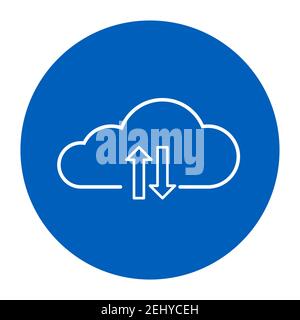 Simple Line Icon sign - cloud storage for your business. Clouds with arrows. Vector Illustration. EPS10 Stock Vector