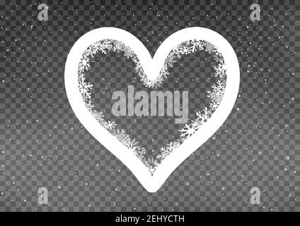 snowy white heart frame template Stock Vector