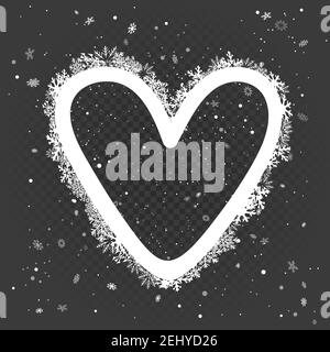 snowy white heart photo frame Stock Vector