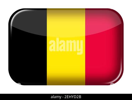 Belgium web icon rectangle button with clipping path 3d illustration Stock Photo