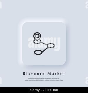 Travel navigation line icon. Track distance. Destination icon. Route location. Map Location. Stock Vector