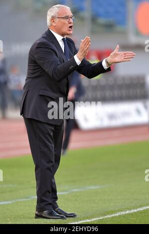 Rome, Italy. 20th Feb, 2021. Claudio Ranieri coach of UC Sampdoria reacts during the Serie A football match between SS Lazio and UC Sampdoria at Olimpico Stadium in Roma (Italy), February 20th, 2021. Photo Antonietta Baldassarre/Insidefoto Credit: insidefoto srl/Alamy Live News Stock Photo