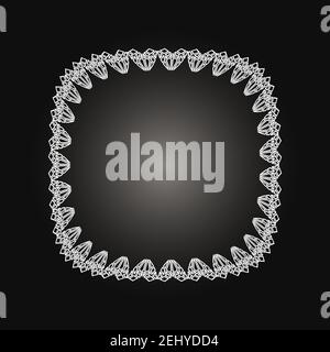 White frame with lace ornament in circle on black background. Art deco. Luxury round mandala, hand draw design. Ethnic motif. Abstract vector Stock Vector