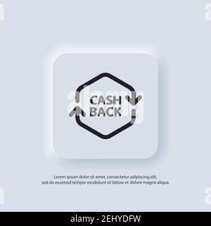 Cashback icon. Return money. Financial services, money refund, return on investment. Cash back rebate. Savings account, currency exchange Stock Vector