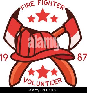 firefighter logo isolated on white background. vector illustration Stock Vector