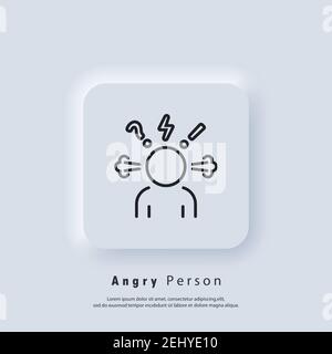 Angry Person icon. Headache glyph icon. Anger and irritation. Frustration. Aggression icons. Occupational stress. Emotional stress symptom. Nervous te Stock Vector