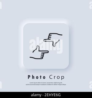 Photo Crop icon. Hands frame cropping gesture icons. Hands holding photo camera shutter. Director s hand gesture of process of movie production. Vecto Stock Vector