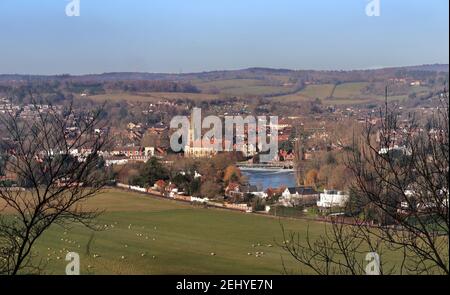 An English Landscape with the riverside of town of Marlow on Thames Stock Photo