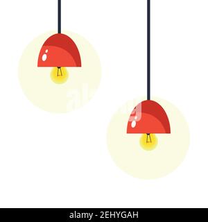 Red ceiling lamp. Vector illustration isolated on white background. Stock Vector
