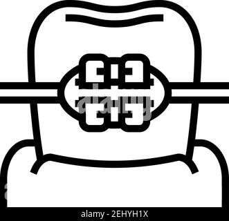 Tooth braces process icon. Outline tooth braces process vector icon ...