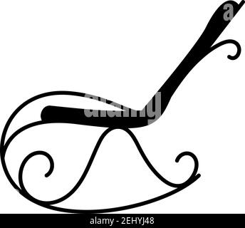 Rocking Chair Icon. Black Glyph Design. Vector Illustration. Stock Vector