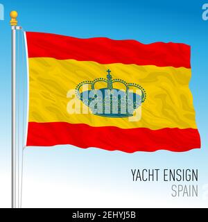 Yacht ensign flag, kingdom of Spain navy, European Union, vector illustration Stock Vector