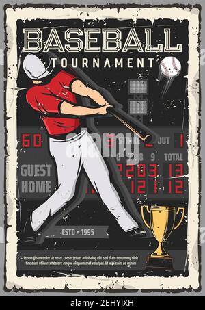 Baseball tournament retro poster design Royalty Free Vector