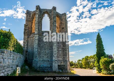 View of Saint Félix de Monceau abbey in Gigean in Hérault in Occitania, France Stock Photo