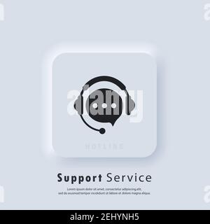 Support service icon. Tech support icon. Call center service. Support assistant. Operator. Vector. UI icon. Neumorphic UI UX white user interface web Stock Vector