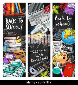 back to school globe map watercolor palette book brush pencil vector ...
