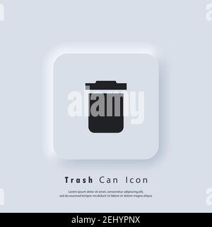 Trash can icon. Delete button. Rubbish basket. Vector EPS 10. UI icon. Neumorphic UI UX white user interface web button. Neumorphism Stock Vector