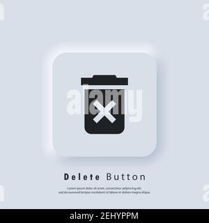 Delete button icon. Trash can icon. Rubbish basket. Vector EPS 10. UI icon. Neumorphic UI UX white user interface web button. Neumorphism Stock Vector
