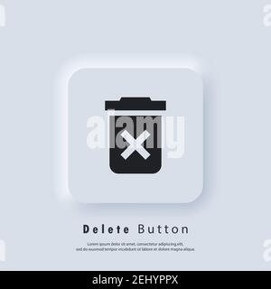 Delete button icon. Trash can icon. Rubbish basket. Vector EPS 10. UI icon. Neumorphic UI UX white user interface web button. Neumorphism Stock Vector