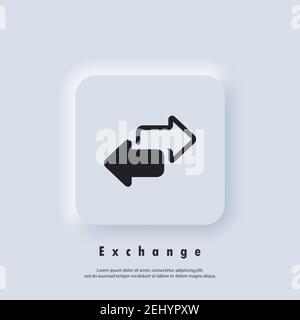 Exchange icon. Double reverse arrow, replace icon. Direction arrows for transfer, sync, migration data. Vector EPS 10. UI icon. Neumorphic UI UX white Stock Vector
