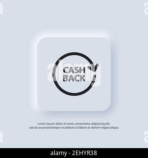 Cashback logo. Return money icon. Cash back rebate line icon. Salary exchange, hand holding dollar. Financial investment symbol. Vector. UI icon. Neum Stock Vector