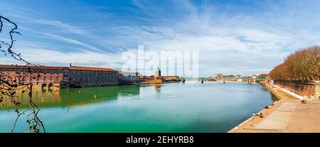 The Garonne river at sunset in Toulouse in Occitania, France Stock Photo