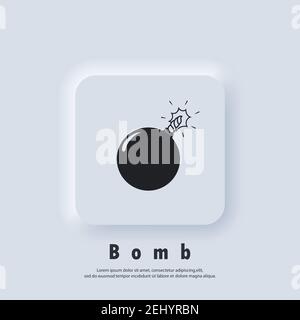 Bomb icon. Bomb logo. Vector. UI icon. Neumorphic UI UX white user interface web button. Stock Vector