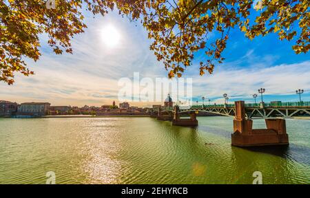 The Garonne river at sunset in Toulouse in Occitania, France Stock Photo