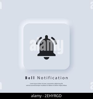 Notification icon. Bell notification and sound icons. Notification bell icon for incoming inbox message. Bell ring for alarm clock and smartphone appl Stock Vector