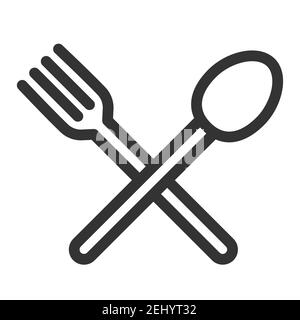 Cutlery - fork, knife. Simple food icon in trendy line style isolated on white background for web apps and mobile concept. Vector Illustration. EPS10 Stock Vector