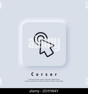 Pointer icon logo. Cursor sign. Click icon. Computer mouse, cursors, pointing. Arrow and wait. Vector EPS 10. UI icon. Neumorphic UI UX white user int Stock Vector