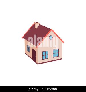 Vector illustration of cool detailed red house icon isolated on white background. Stock Vector