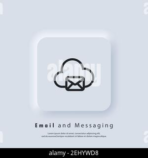 Email and messaging icon. Envelope with cloud. Email Icon. Newsletter logo. Email marketing campaign. Vector EPS 10. UI icon. Neumorphic UI UX white u Stock Vector