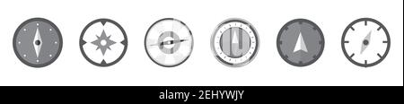 Compass icons set, navigating system simple icons. Vector Stock Vector
