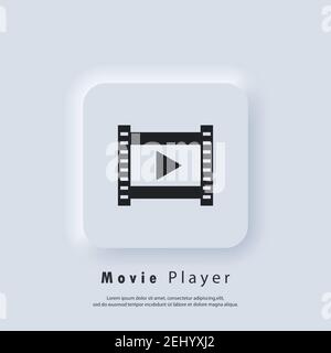 Movie Player icon. Media Player. Vector EPS 10. UI icon. Neumorphic UI UX white user interface web button. Neumorphism Stock Vector