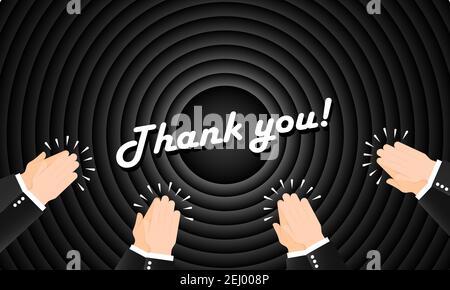 Thank you. Hands clapping ovation. Crowd ovation. Human hands clapping. Applause hands. Vector illustration in flat style. Stock Vector