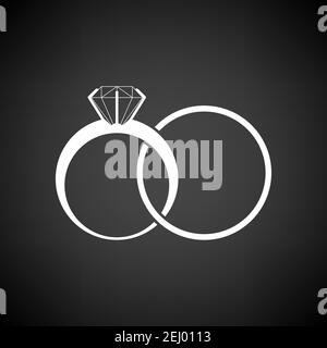 Wedding Rings Icon. White on Black Background. Vector Illustration. Stock Vector