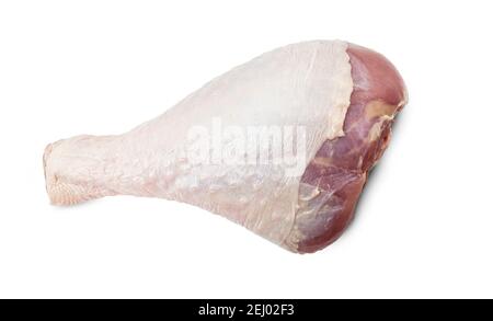 Raw turkey drumstick or leg isolated on white. With clipping path Stock Photo