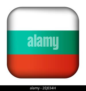 Glass light ball with flag of Bulgaria. Squared template icon. Bulgarian national symbol. Glossy realistic cube, 3D abstract vector illustration Stock Vector