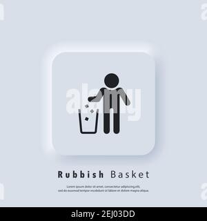 Do not litter sign. Trash can icon. Rubbish basket. Vector EPS 10. UI icon. Neumorphic UI UX white user interface web button. Neumorphism Stock Vector