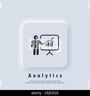 Training, presentation icon. Business Presentation Icons. Contains the Presenter. Teacher icon. Practice. Vector. Neumorphic UI UX white user interfac Stock Vector