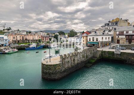 Picturesque port area of Puerto de Vega town in Asturias, Spain. Stock Photo