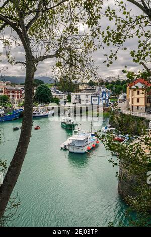 Picturesque port area of Puerto de Vega town in Asturias, Spain. Stock Photo