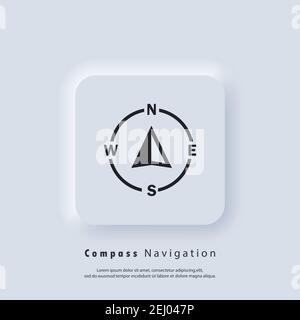 Compass logo. Navigator arrow icon. Navigation technology, geolocation customizable illustration. GPS guide cursor. Vector EPS 10. UI icon. Neumorphic Stock Vector