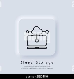 Cloud Storage icon. Data protection cloud storage. Online storage sign. Cloud computing, cloud backup, data network internet web connection. Saving in Stock Vector