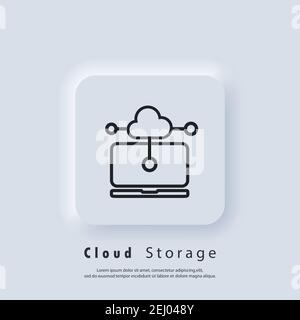 Cloud Storage icon. Data protection cloud storage. Online storage sign. Cloud computing, cloud backup, data network internet web connection. Saving in Stock Vector