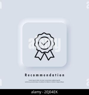 Certify line icon like recommended. Quality premium icon. Approval check sign. Concept of happy client and recommendation goods or services. Vector EP Stock Vector