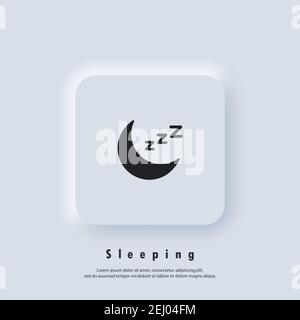 Sleeping icon. Sleep logo. Sleepy zzz. Rest, relaxation, restoration, sleep, dream, relax, insomnia. Vector. UI icon. Neumorphic UI UX white user inte Stock Vector