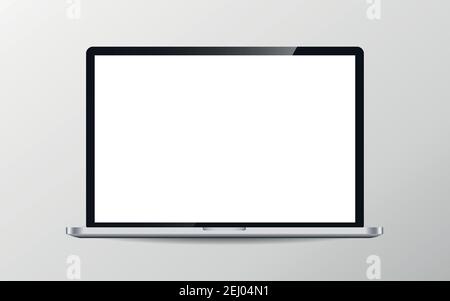 Modern laptop computer vector mockup isolated on white. Stock Vector
