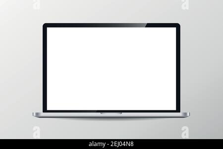 Modern laptop computer vector mockup isolated on white. Stock Vector